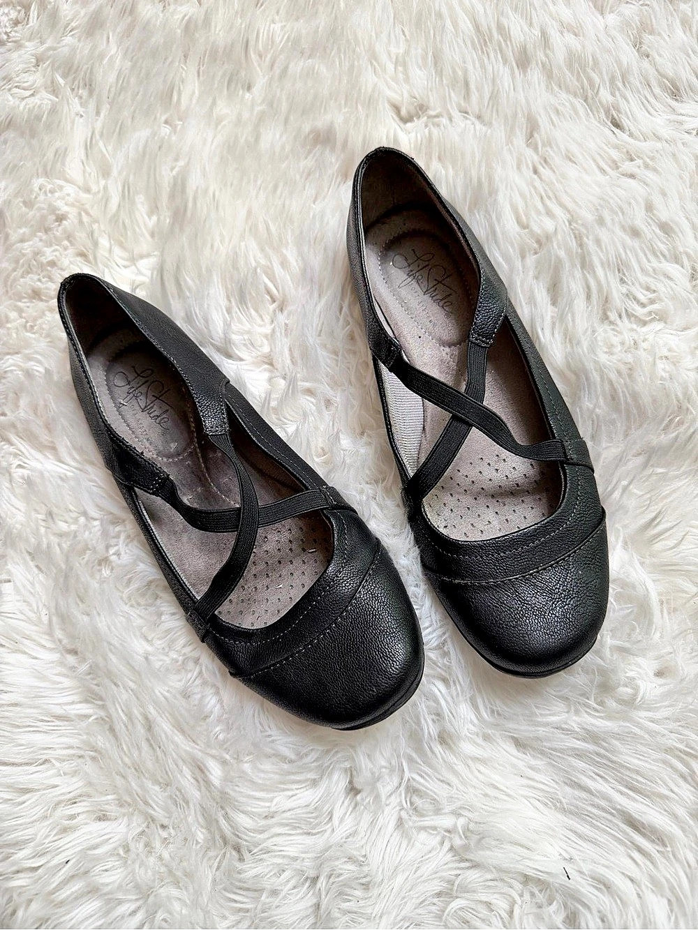 LifeStride Incredible Slip On Flat Black Mary Jane Flats